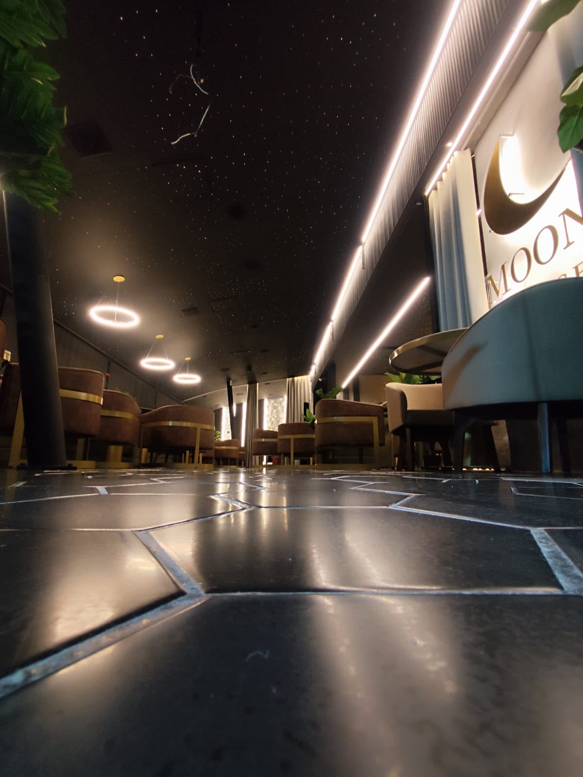 Perspectiva del salón real y su iluminación